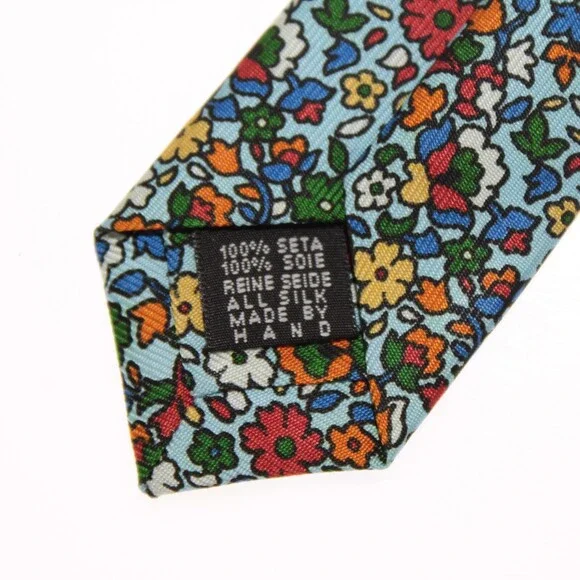 Drake's NWT Neck Tie in Blue / Multicolor Mini Floral Print 100% Silk